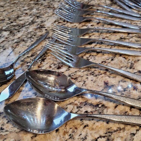 VINTAGE SEARS SILVERWARE FLATWARE SET 49 PIECE FORKS SPOONS KNIVES ETC - Picture 5 of 8